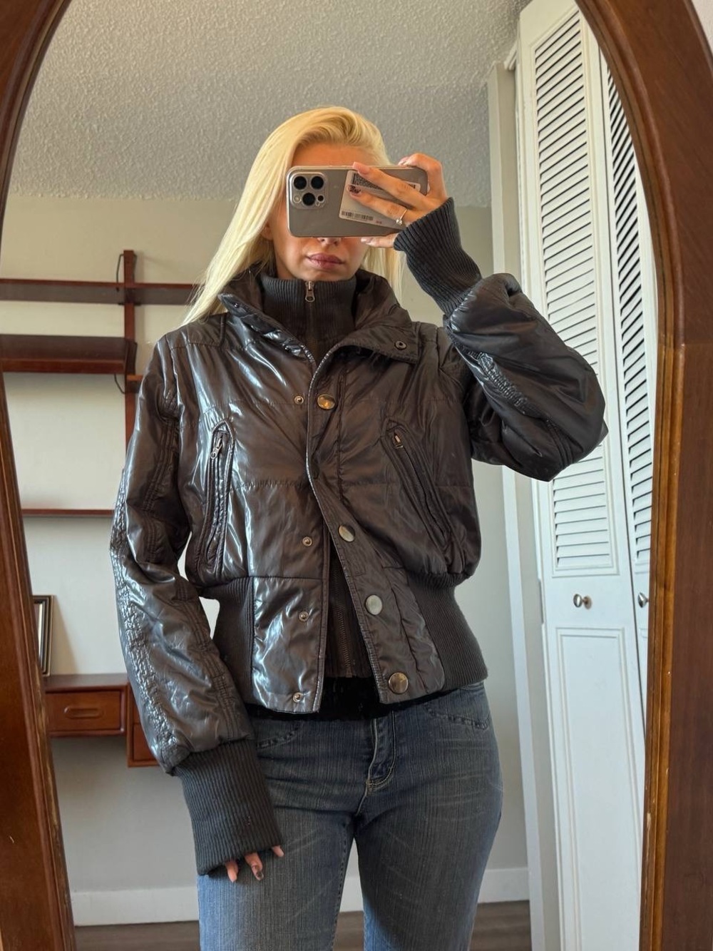 Y2K style Urban Behavior Dark Gray Bomber Jacket
